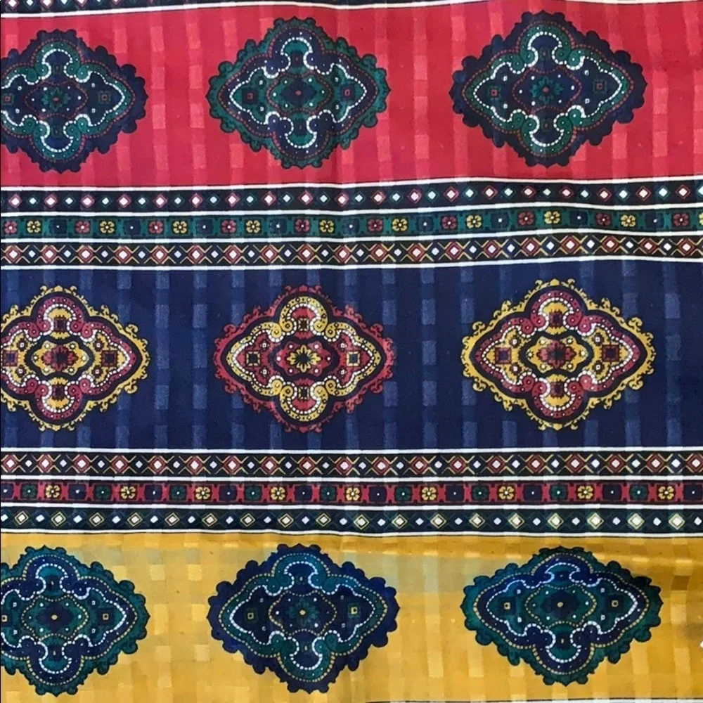 5/$25 - 31”x31” polyester‎ scarf - gold, blue, red, green